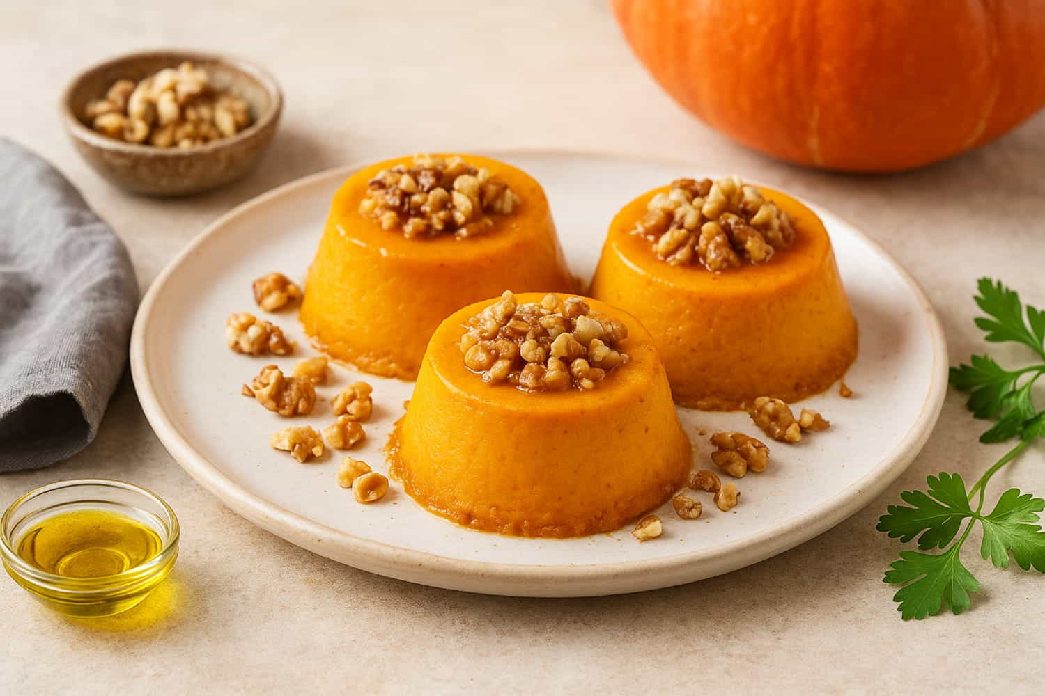 flan di zucca alle noci