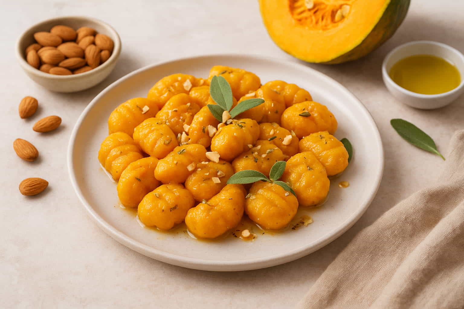 gnocchi di zucca alle mandorle