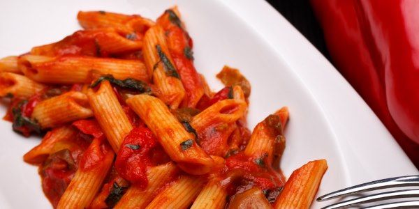 penne peperoni arrosto basilico