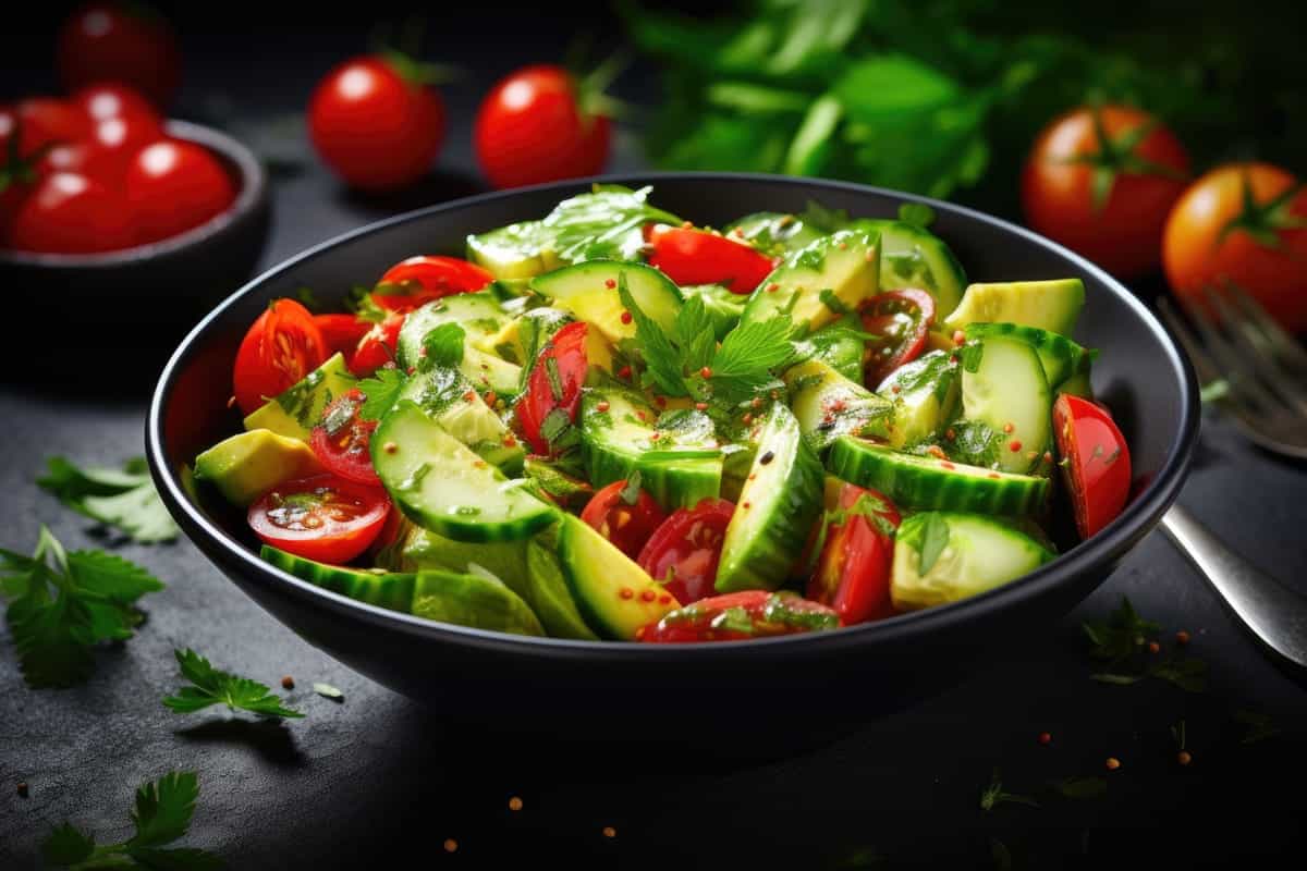 insalata con avocado e pomodori