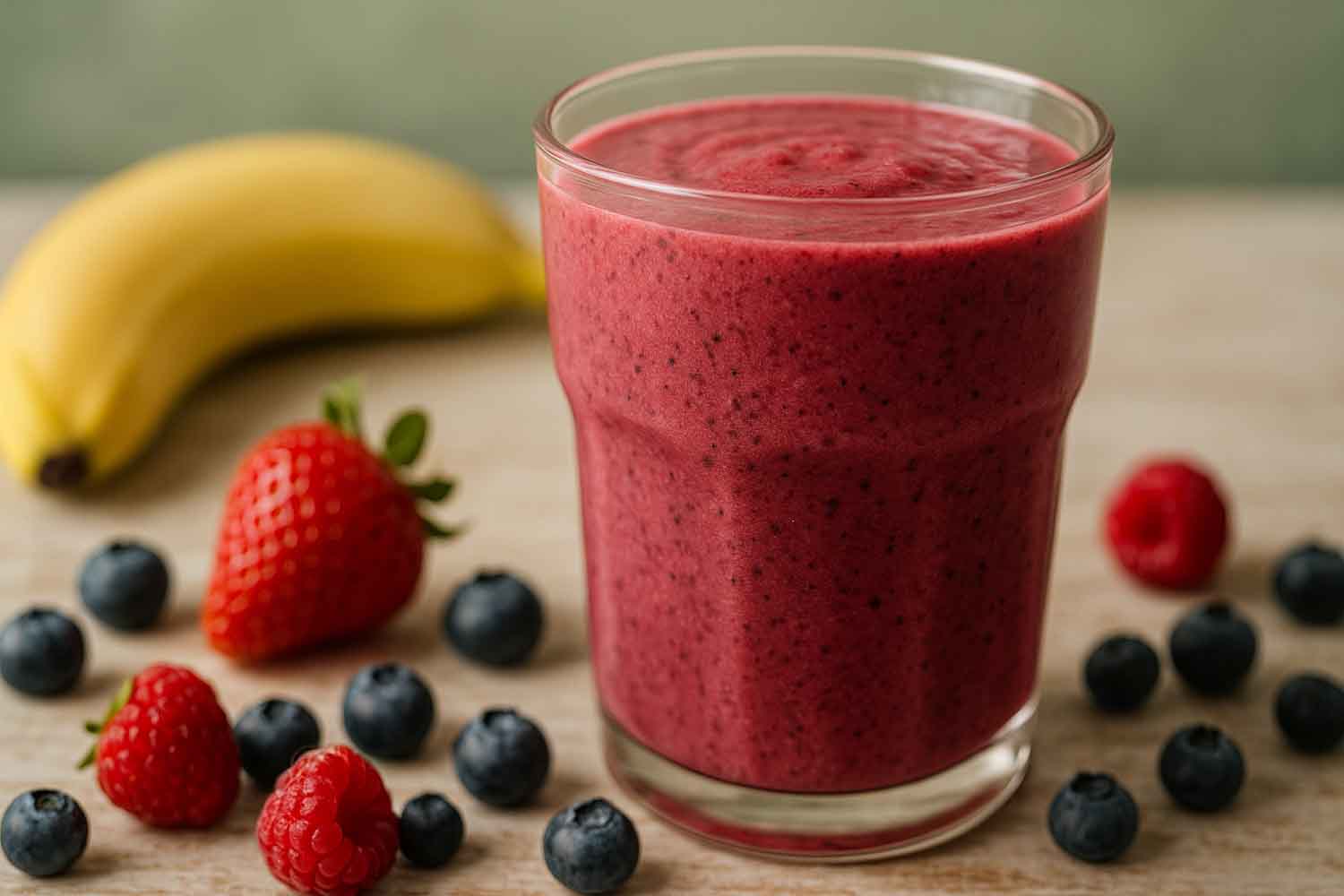 frullati banana e frutti rossi