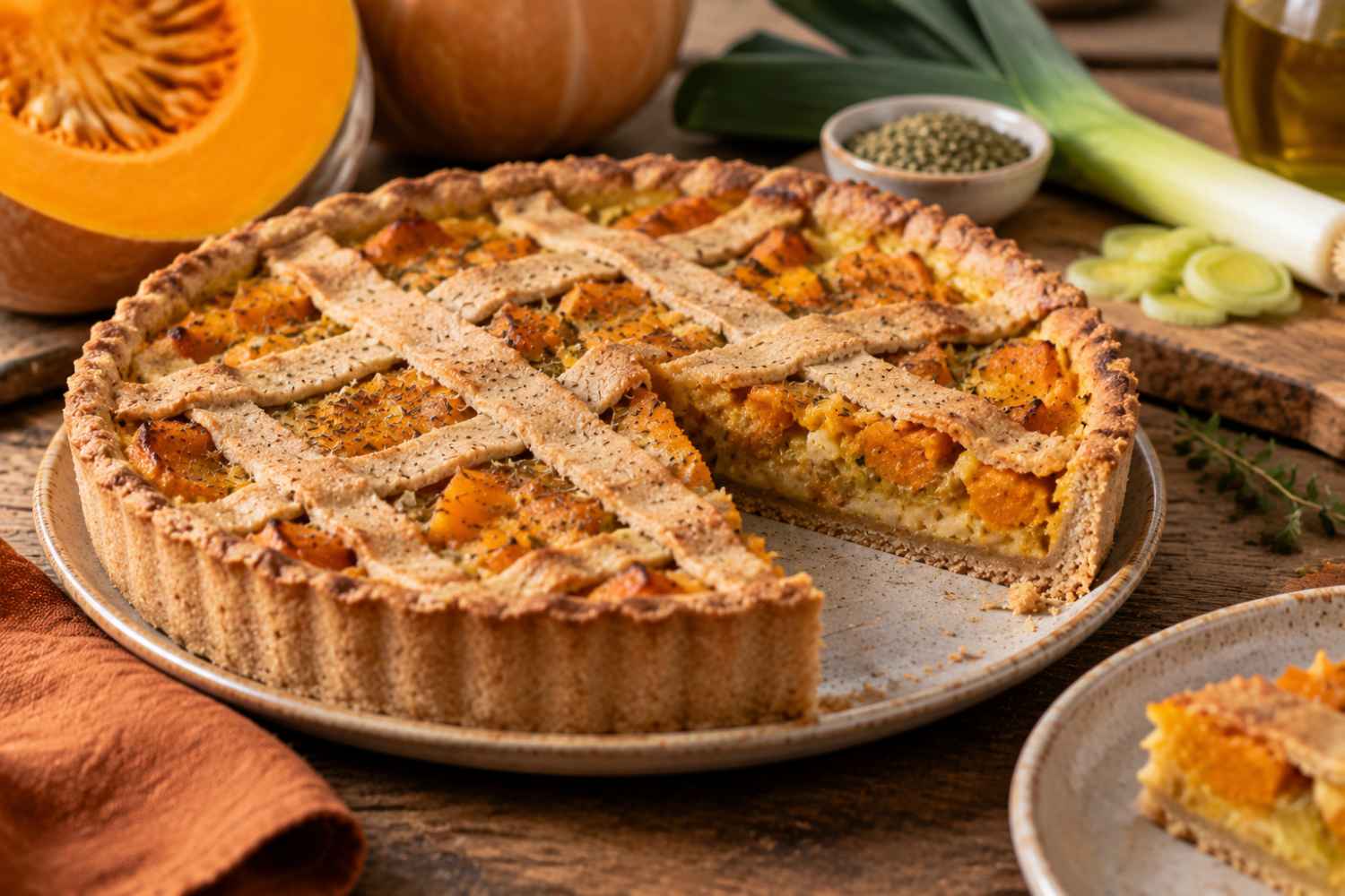 crostata zucca e porri